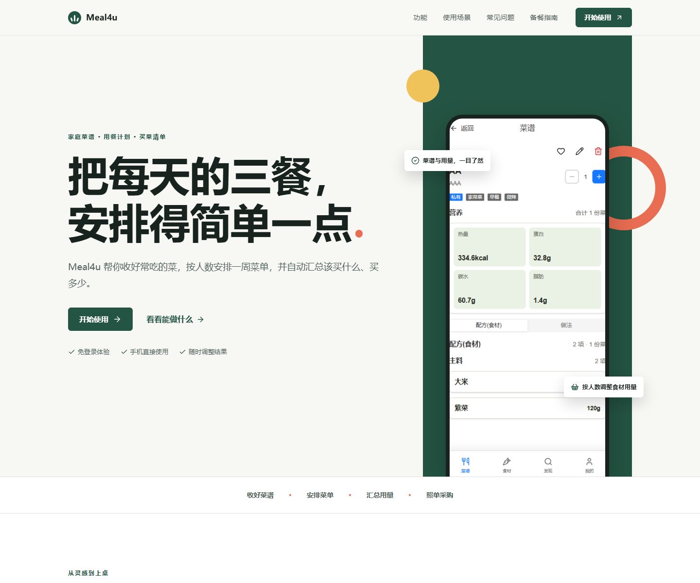 Meal4u 官网与移动端产品界面